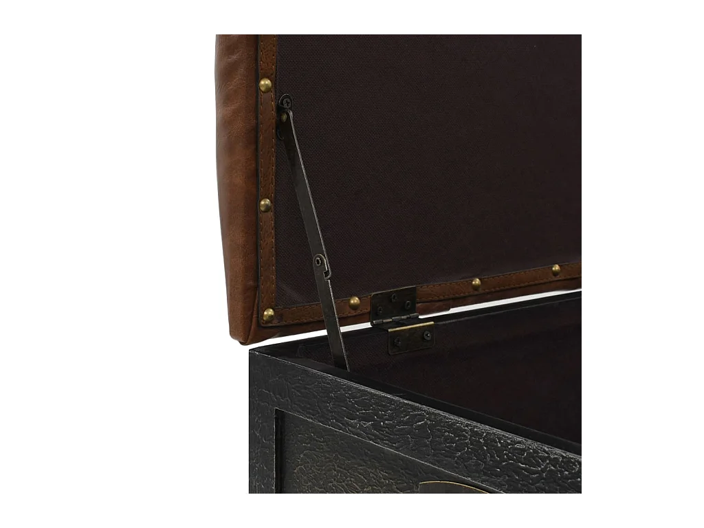 Banco de almacenaje madera maciza cuero sintético 80,5x41x50cm