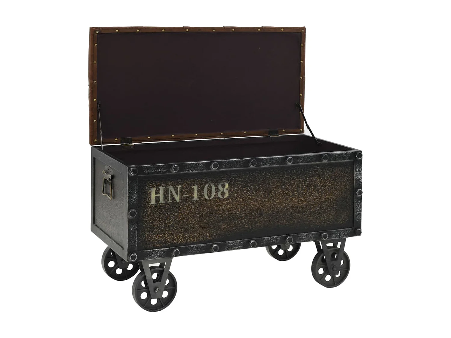 Banc de rangement Bois massif et similicuir 80,5x41x50 cm