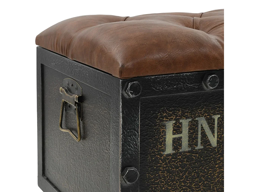 Banc de rangement Bois massif et similicuir 80,5x41x50 cm