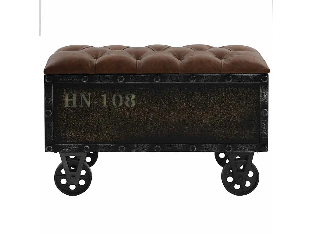 Opbergbankje 80,5x41x50 cm massief hout en kunstleer