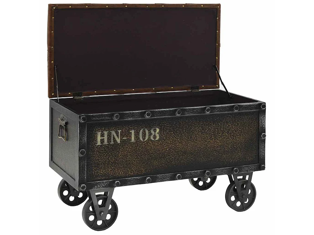 Banc de rangement Bois massif et similicuir 80,5x41x50 cm