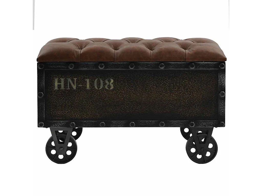 Banc de rangement Bois massif et similicuir 80,5x41x50 cm