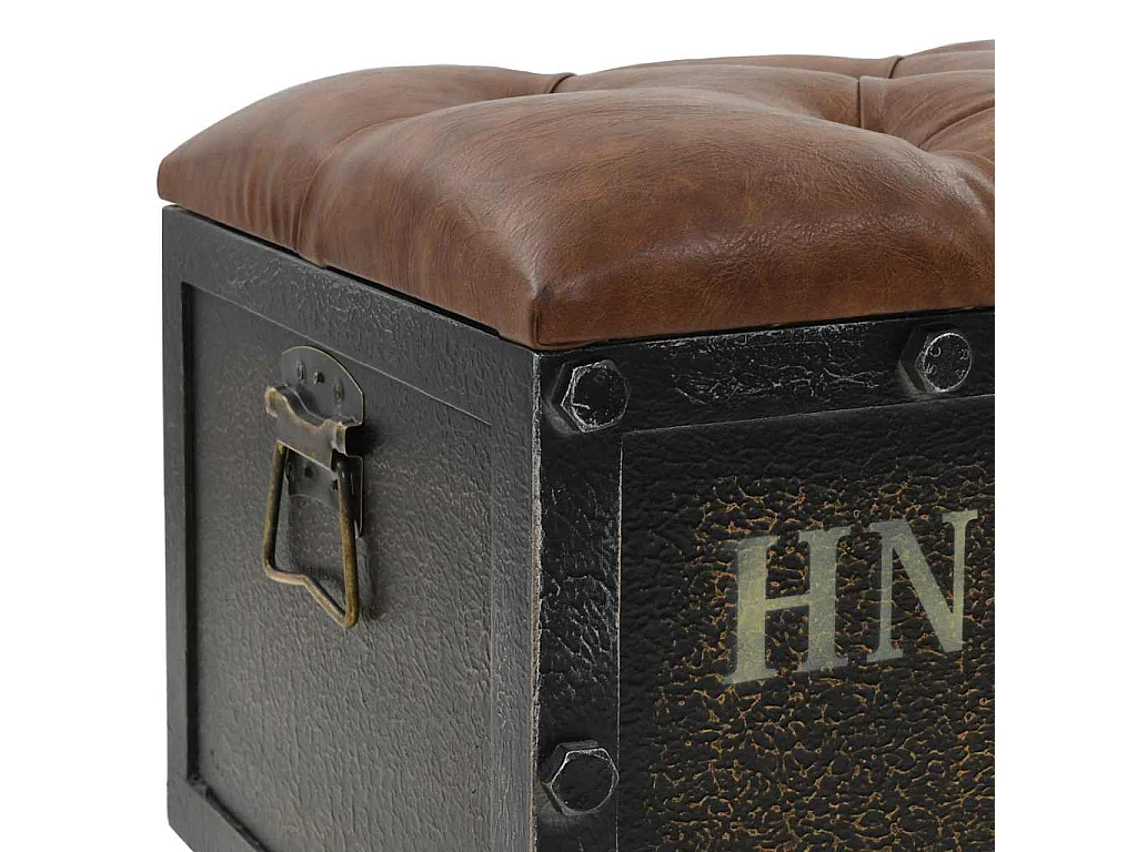 Banc de rangement Bois massif et similicuir 80,5x41x50 cm