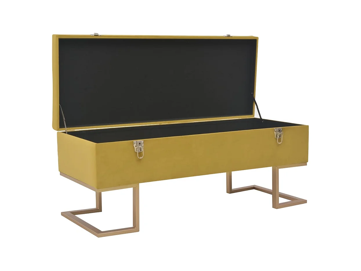 Banc avec compartiment de rangement 105 cm Moutarde Velours