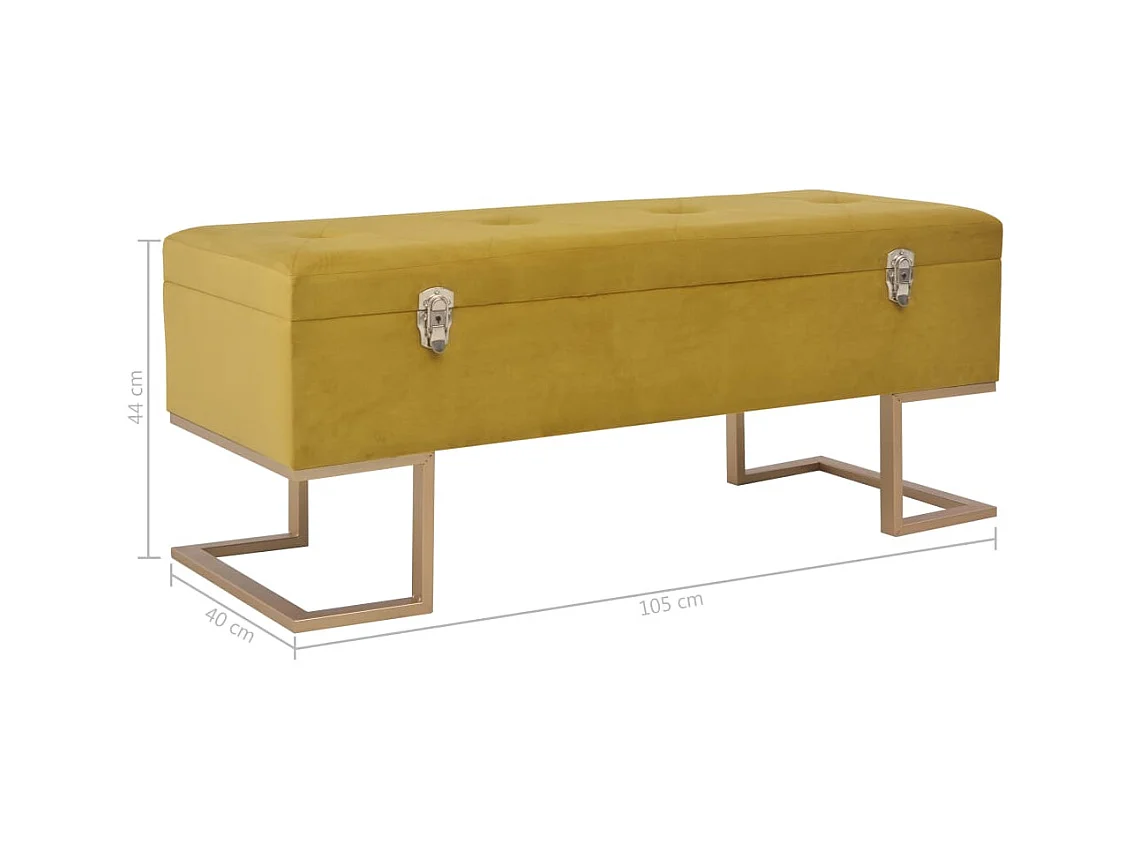 Banc avec compartiment de rangement 105 cm Moutarde Velours