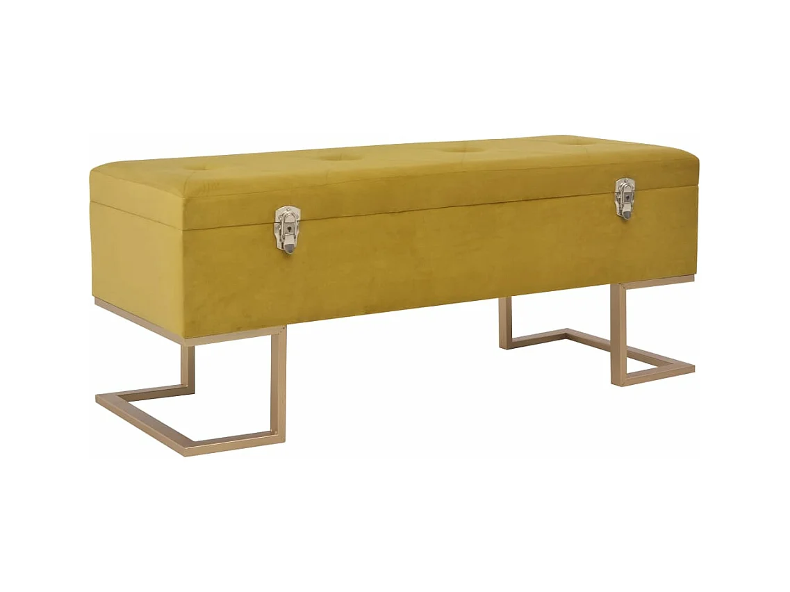 Banc avec compartiment de rangement 105 cm Moutarde Velours