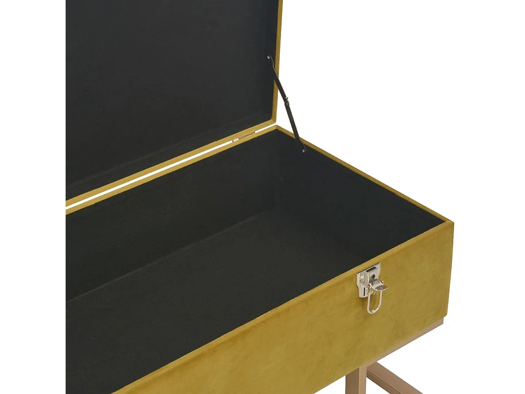 Banc avec compartiment de rangement 105 cm Moutarde Velours