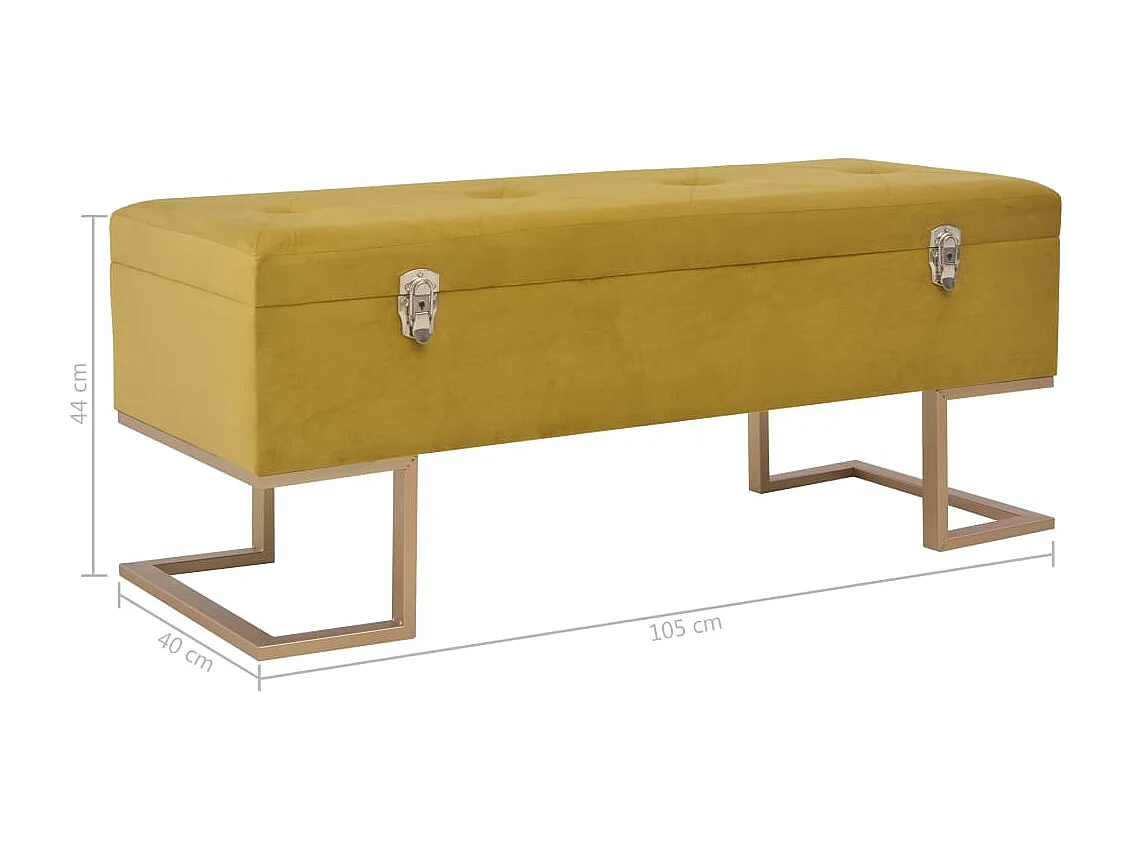 Banc avec compartiment de rangement 105 cm Moutarde Velours