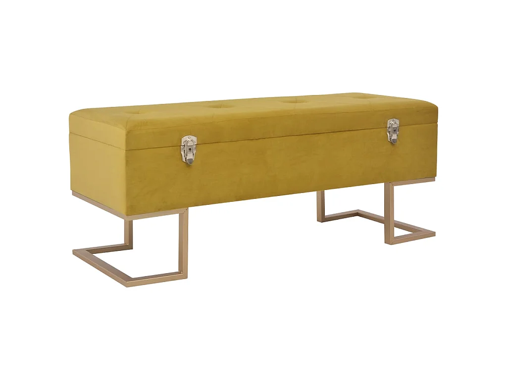 Banc avec compartiment de rangement 105 cm Moutarde Velours