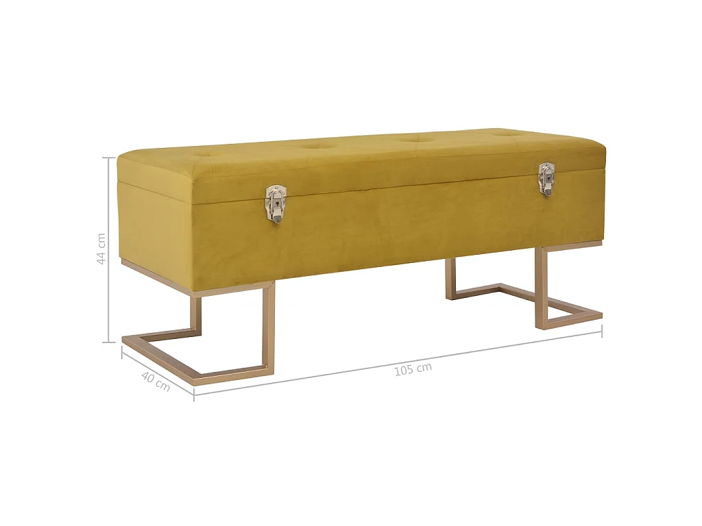 Banc avec compartiment de rangement 105 cm Moutarde Velours
