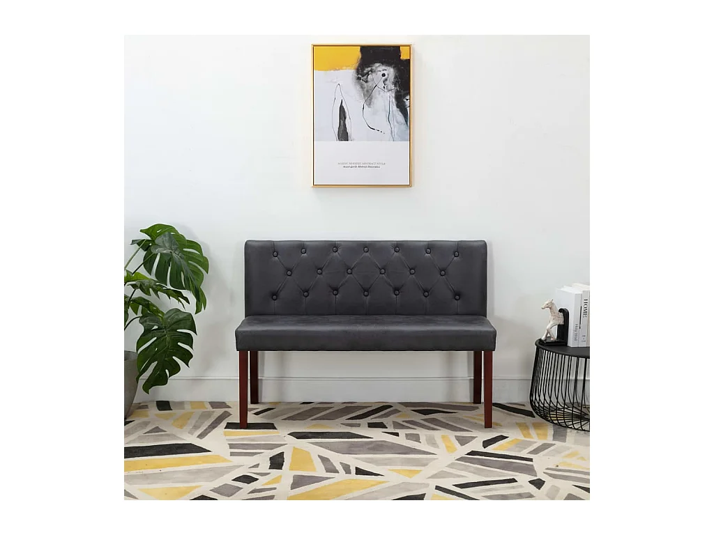 Banc 120 cm Gris Similicuir daim