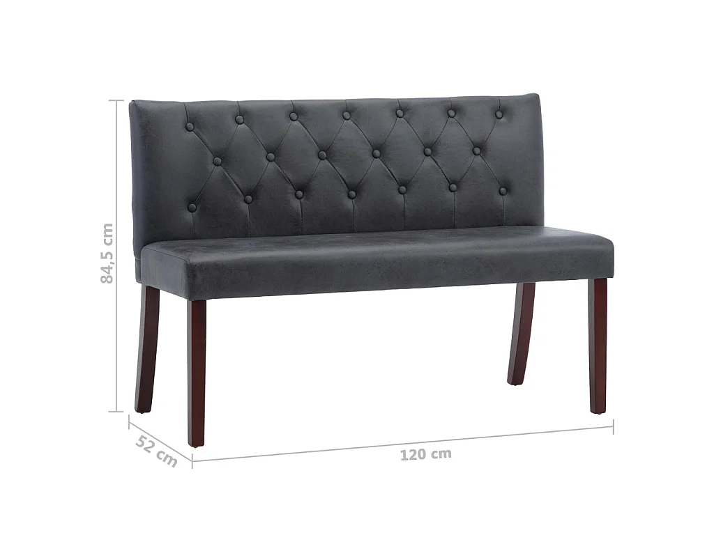 Sitzbank 120 cm Grau Wildleder-Optik