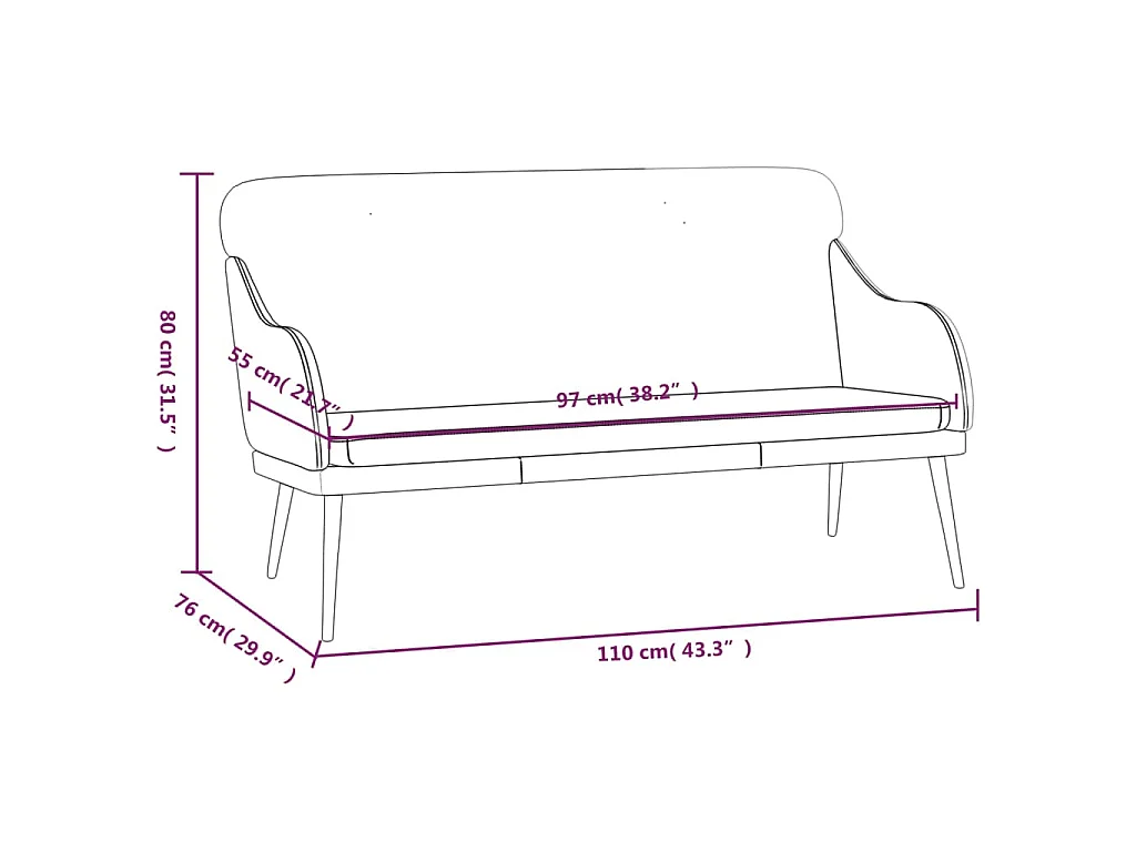 Banco 110x76x80 cm couro artificial preto