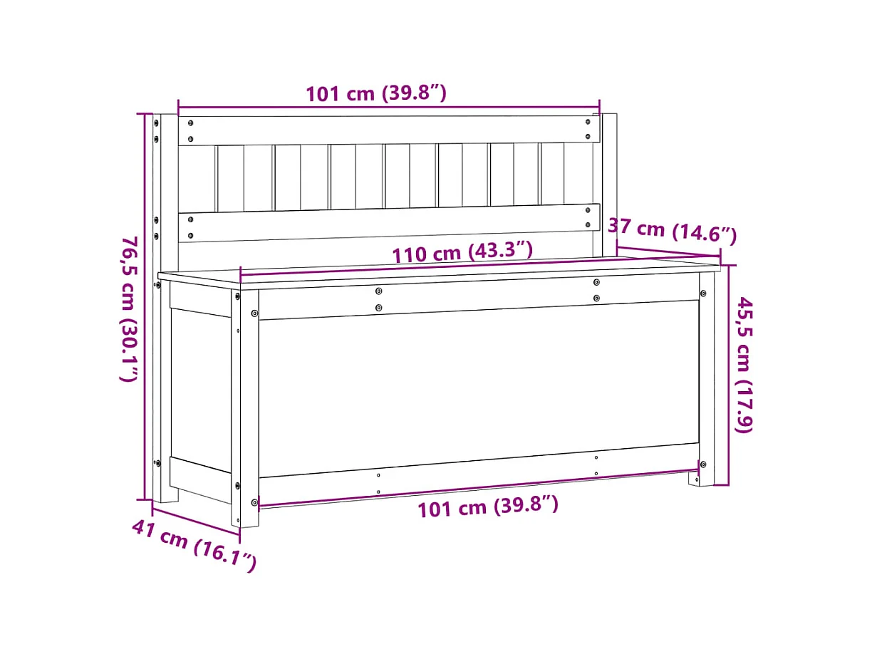 Banc Gris 110x41x76,5 cm Bois de pin massif