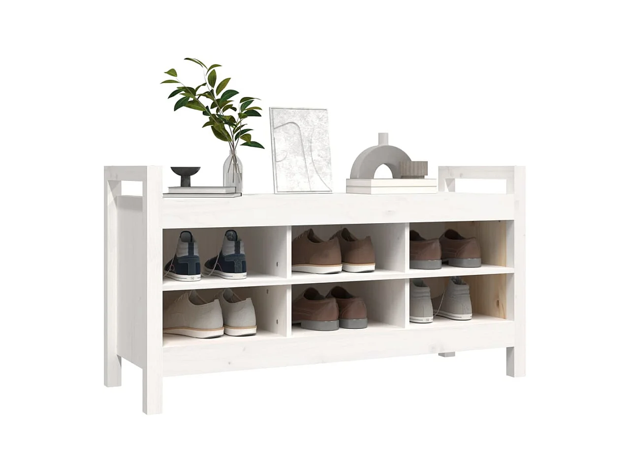 Banco de corredor 110x40x60 cm madeira de pinho maciça branco