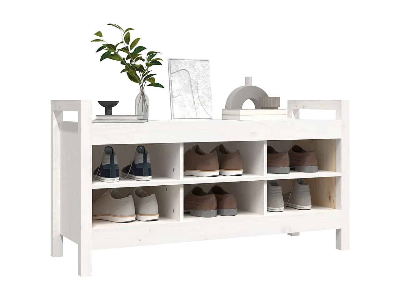 Halbankje 110x40x60 cm massief grenenhout wit