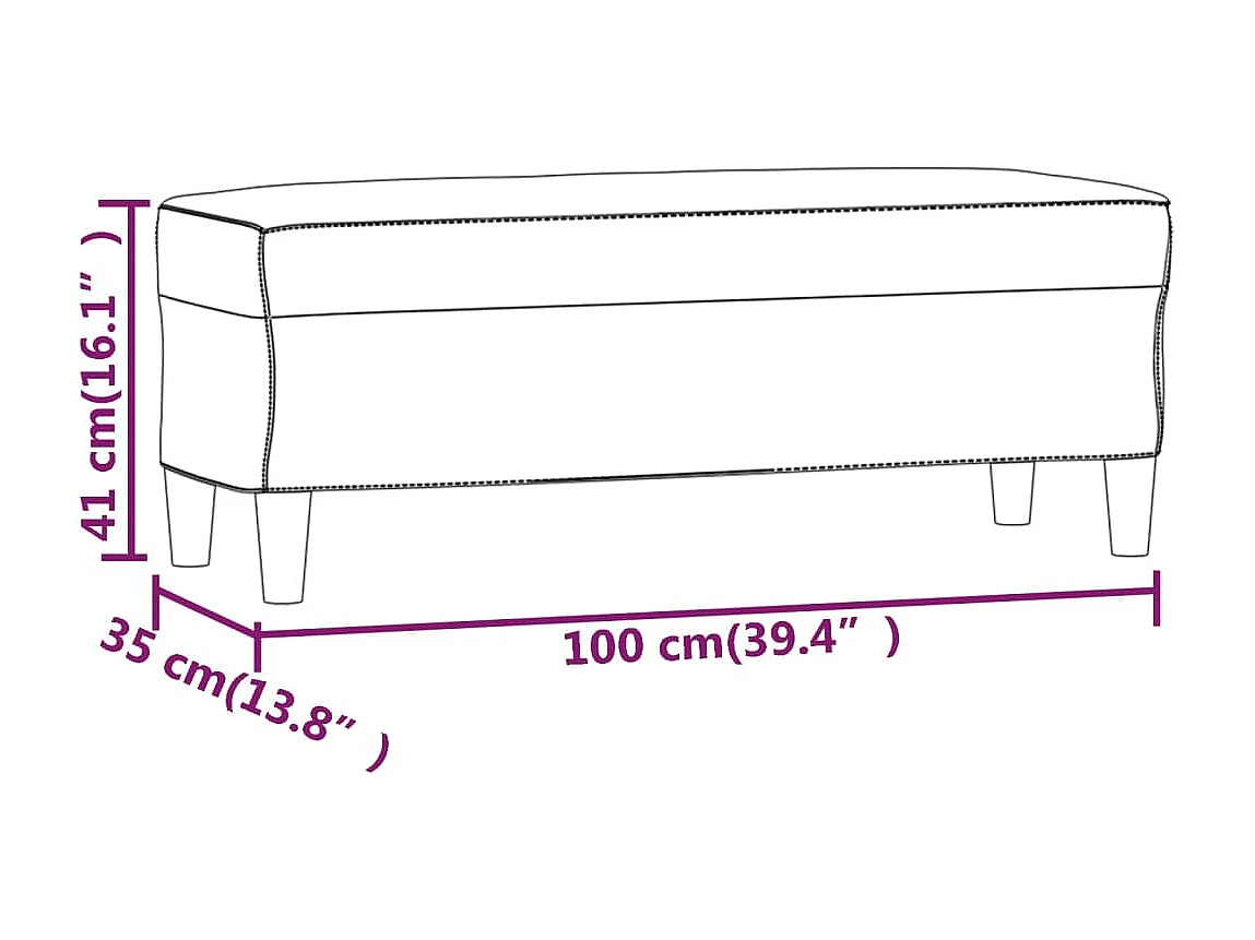 Sitzbank Hellgrau 100x35x41 cm Samt