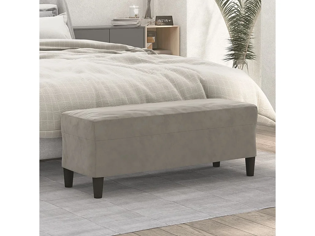 Sitzbank Hellgrau 100x35x41 cm Samt