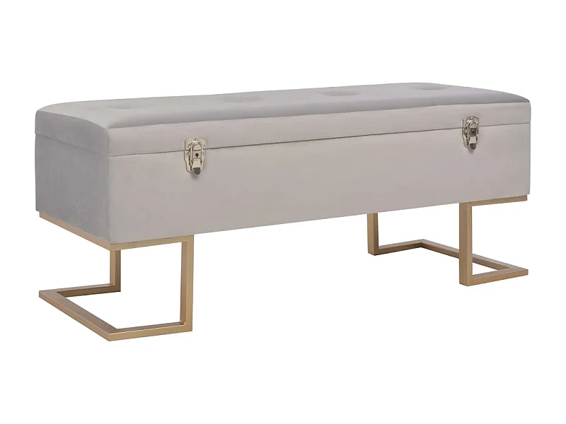 Panca con Vano Portaoggetti 105 cm Grigio in Velluto