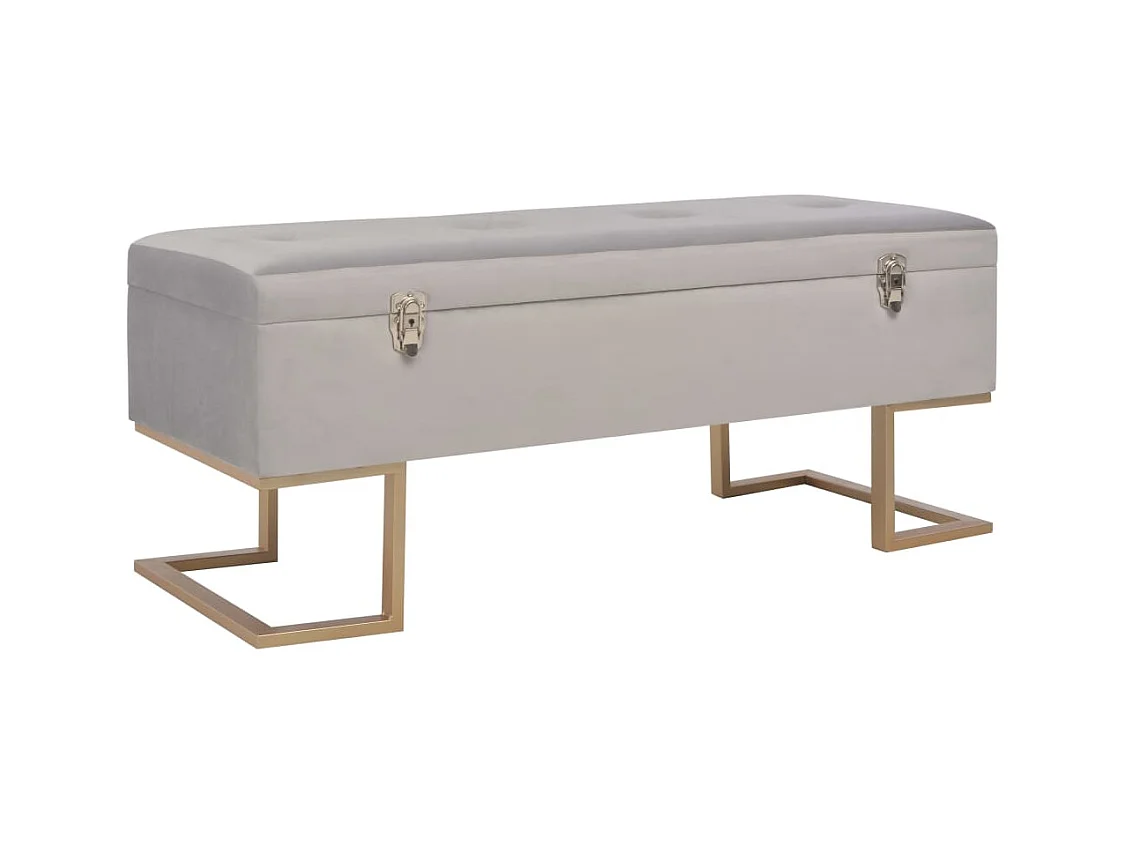 Bankje met opbergvak 105 cm fluweel grijs