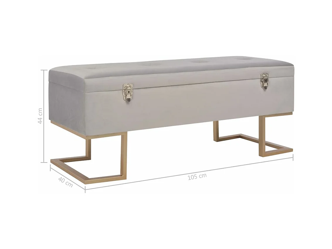 Panca con Vano Portaoggetti 105 cm Grigio in Velluto