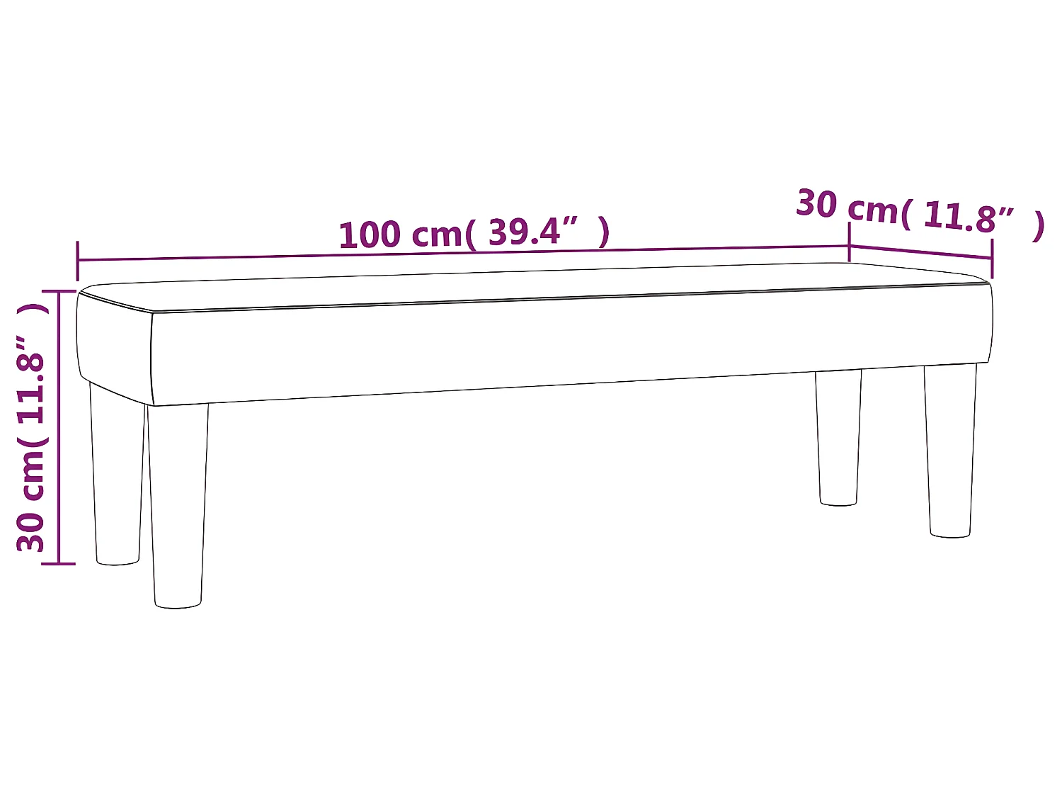 Banc Bleu 100x30x30 cm Tissu