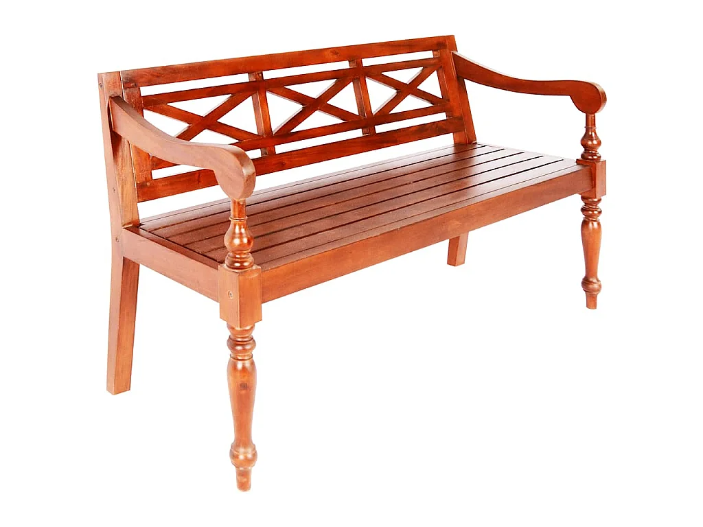 Banco Batavia madera maciza de caoba marrón oscuro 123 cm