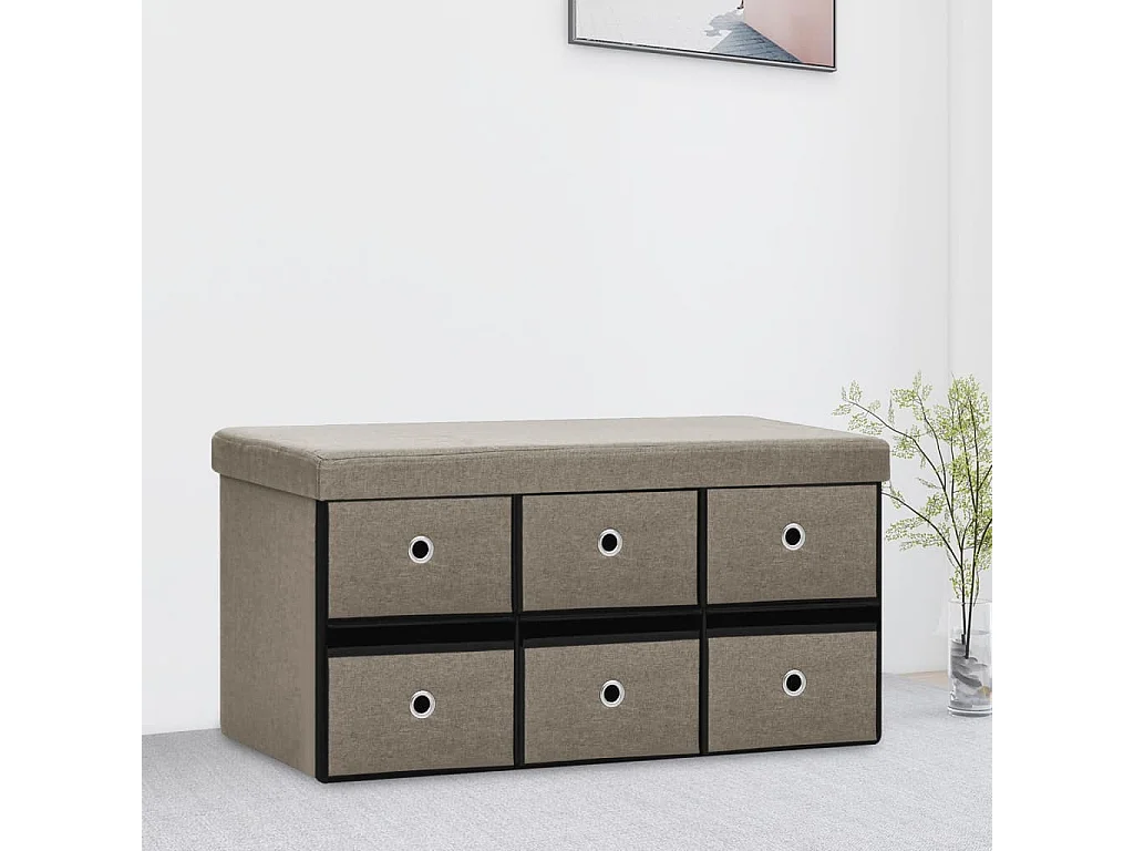 Banc de rangement pliable Taupe 76x38x38 cm Faux lin