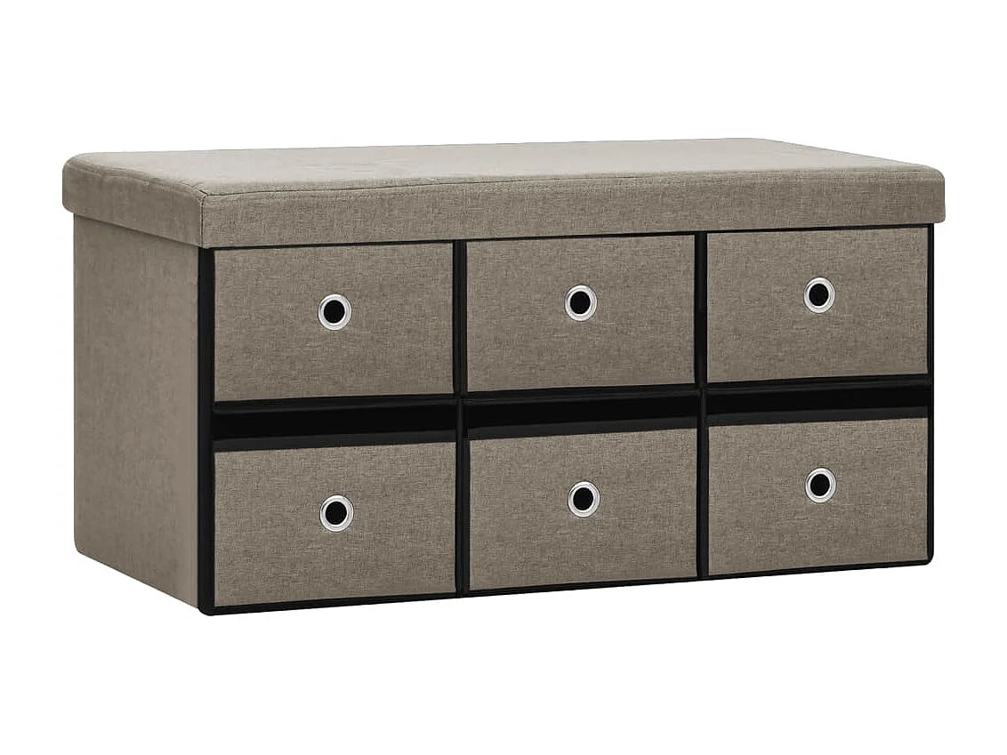 Banc de rangement pliable Taupe 76x38x38 cm Faux lin