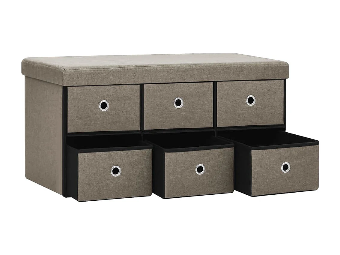 Banc de rangement pliable Taupe 76x38x38 cm Faux lin