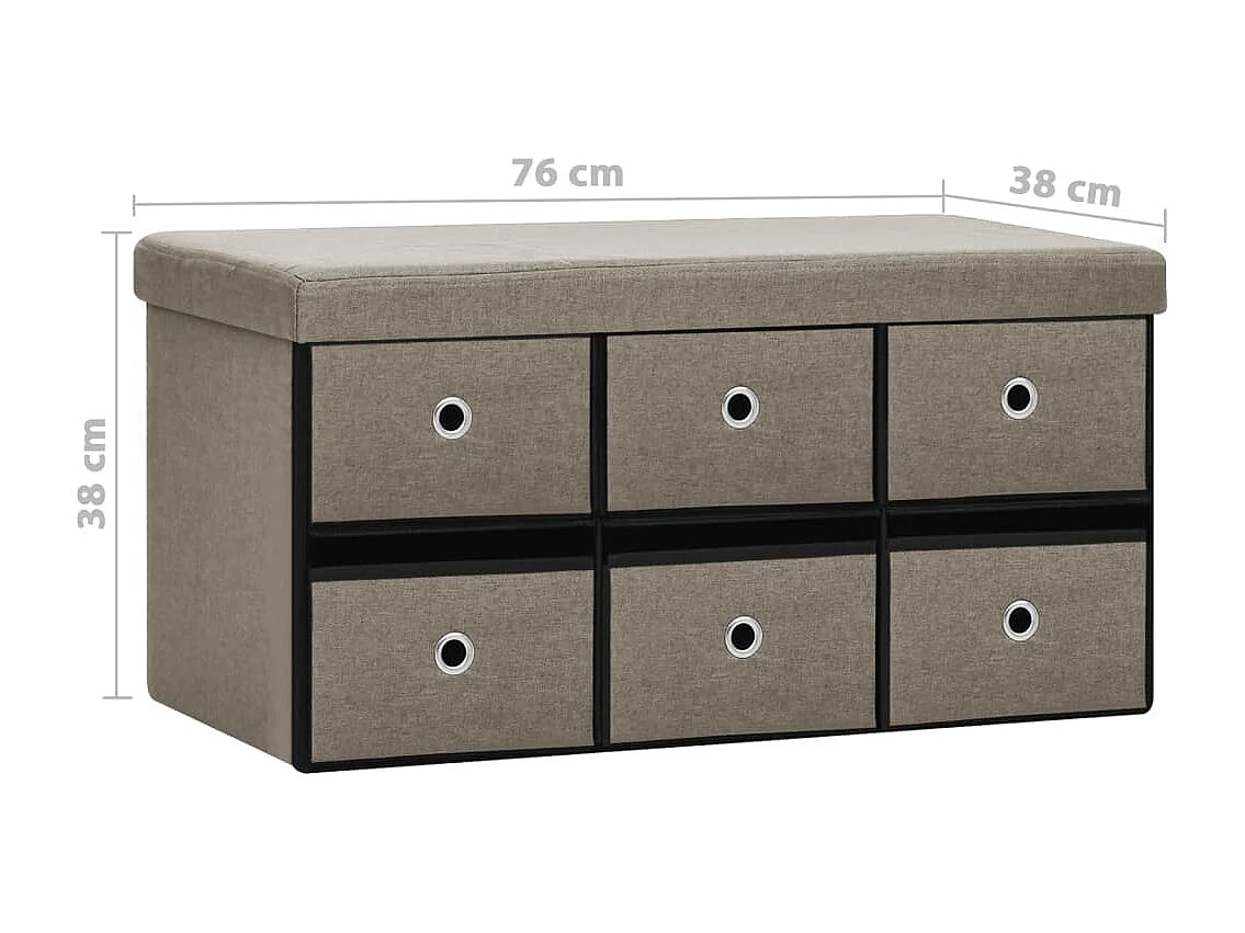 Banc de rangement pliable Taupe 76x38x38 cm Faux lin