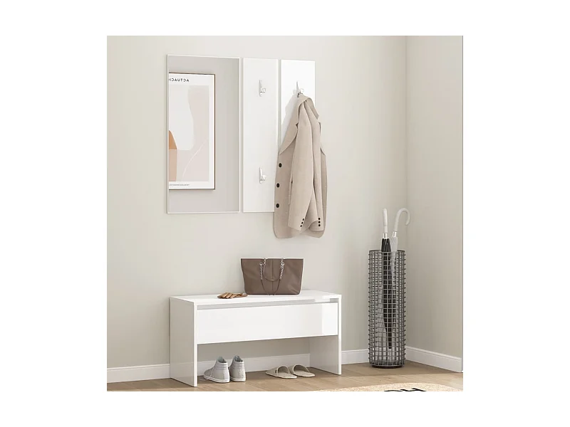 Garderoben-Set Hochglanz-Weiß Holzwerkstoff