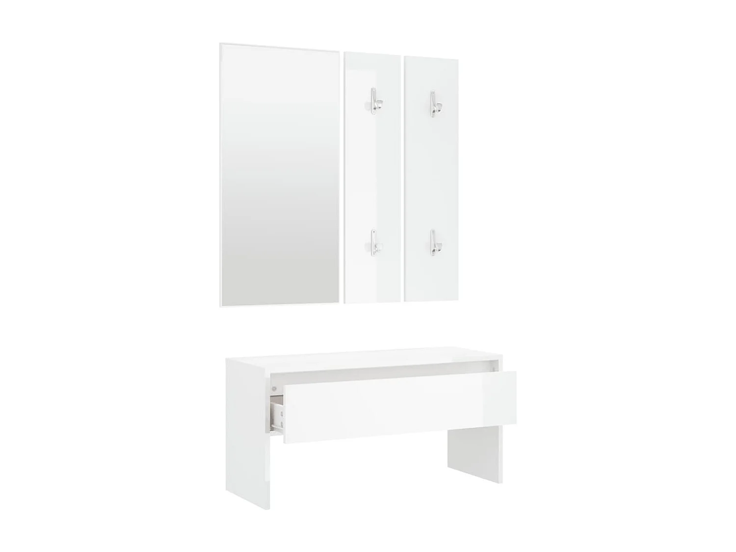 Set de muebles de recibidor madera contrachapada blanco brillo