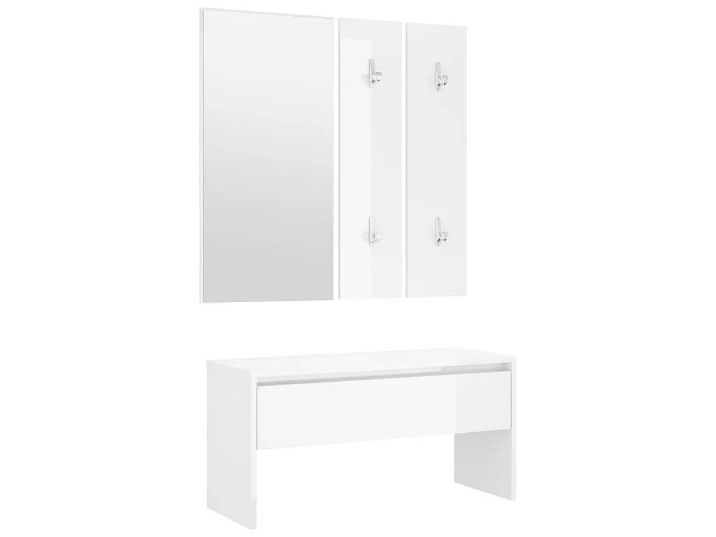 Conj. móveis de corredor derivados de madeira branco brilhante