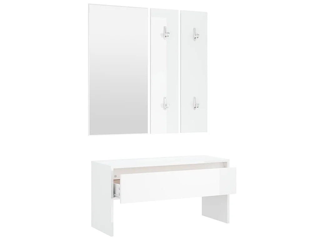 Ensemble de meubles de couloir Blanc brillant Bois d'ingénierie
