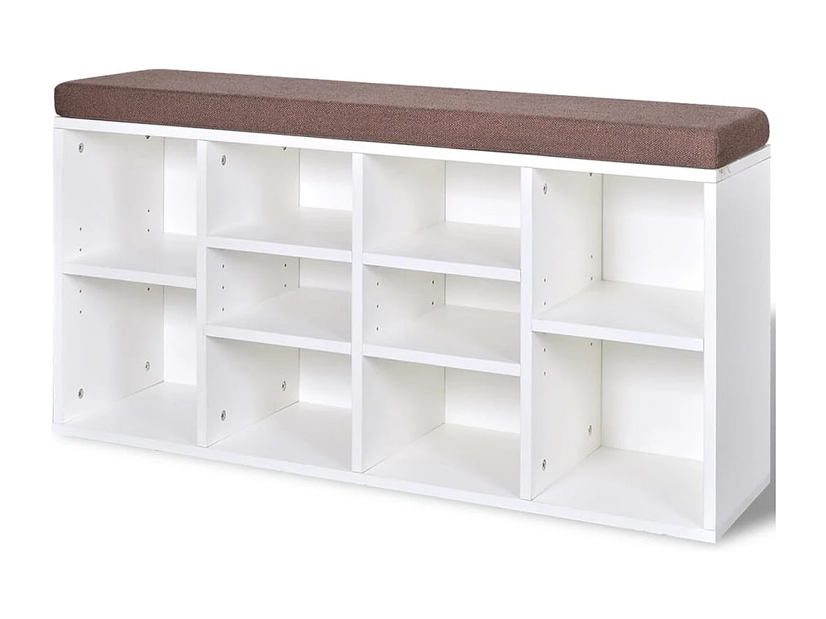 Banc de rangement à chaussures 10 compartiments Blanc