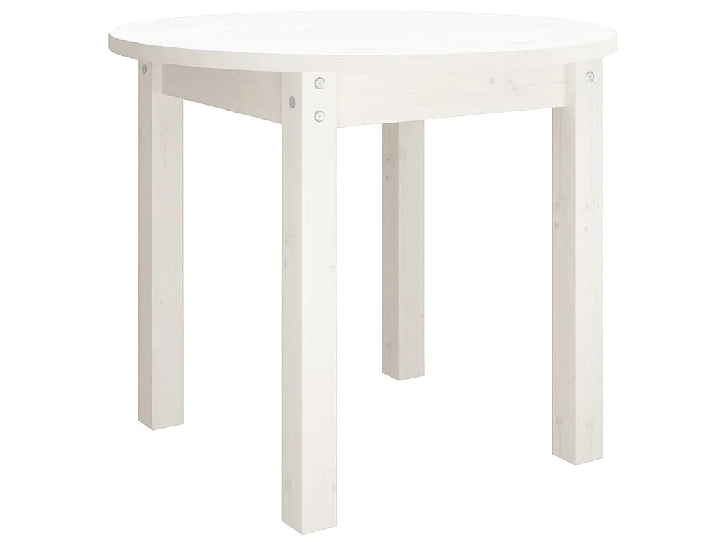 Couchtisch Weiß Ø 55x45 cm Massivholz Kiefer