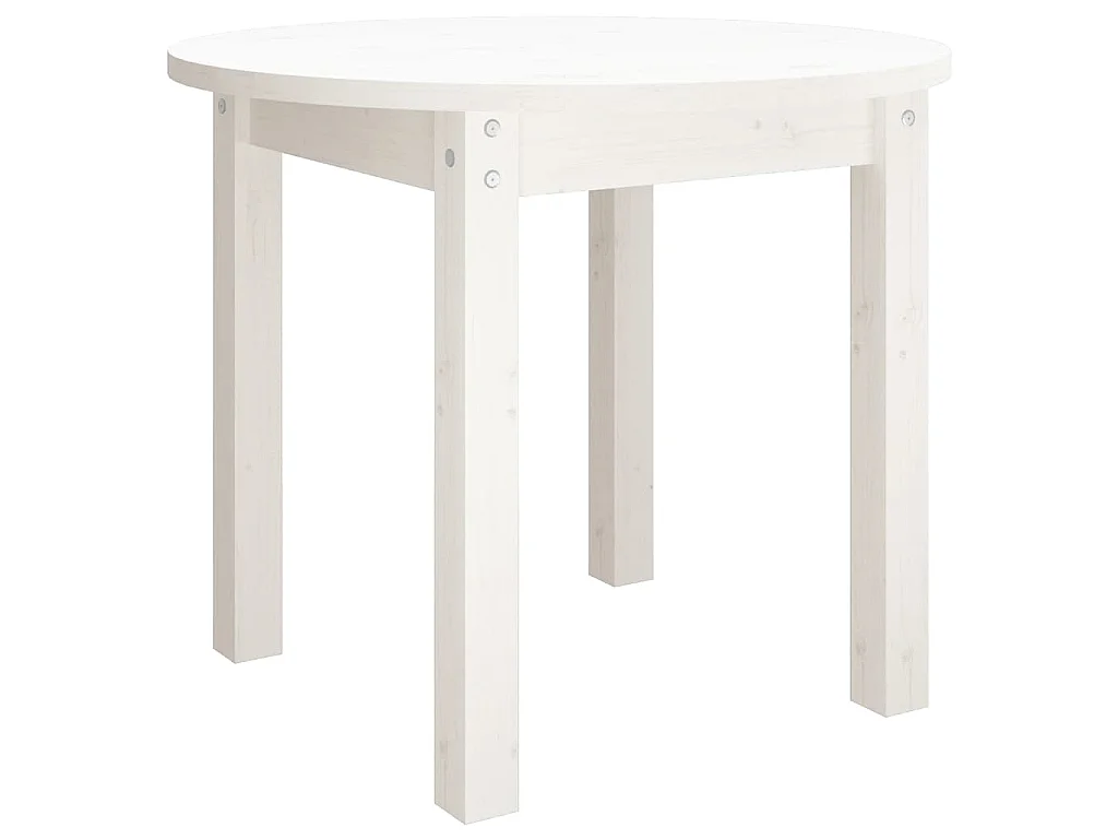Couchtisch Weiß Ø 55x45 cm Massivholz Kiefer