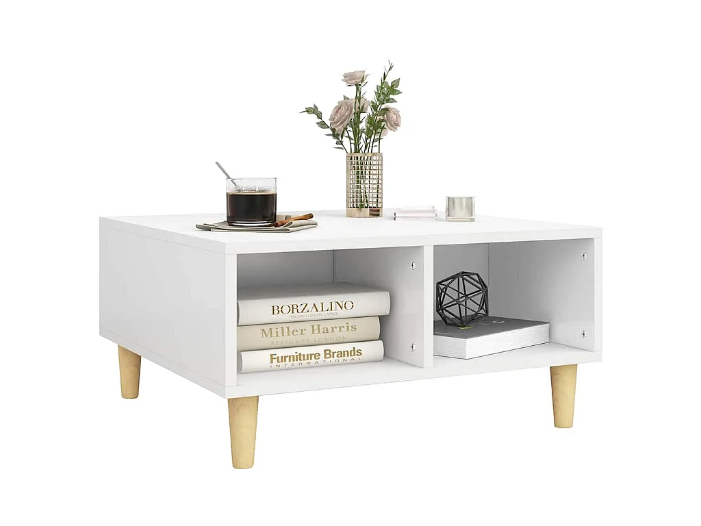 Table basse blanc 60x60x30 cm bois d'ingénierie