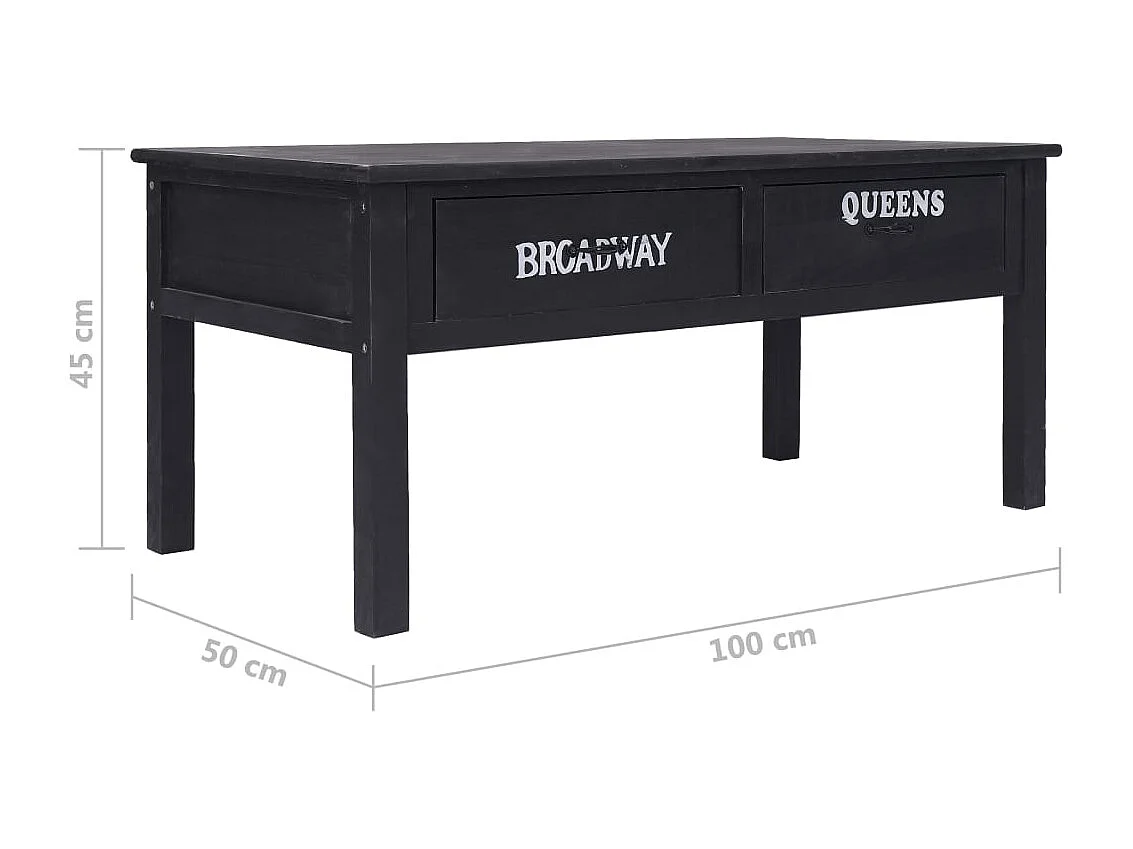 Mesa de centro 100x50x45 cm madeira preto