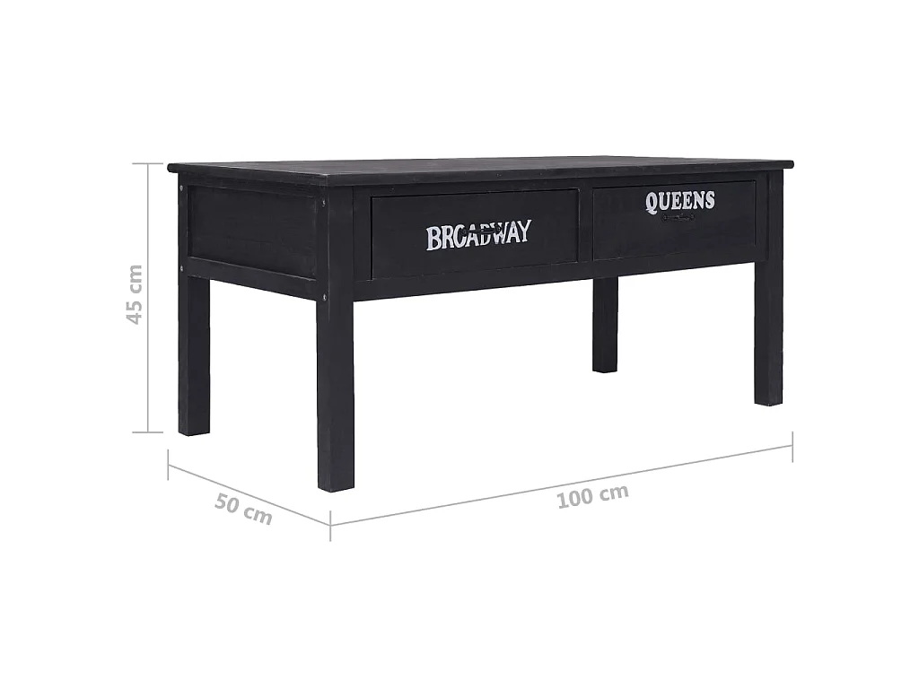 Table basse Noir 100x50x45 cm Bois