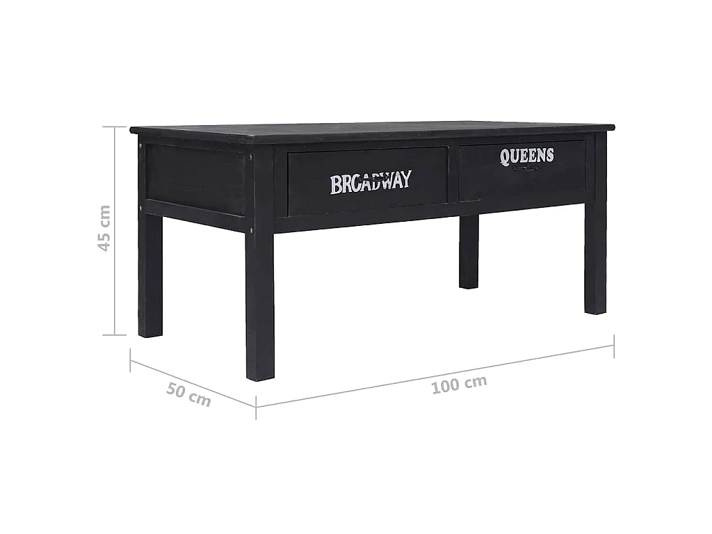 Table basse Noir 100x50x45 cm Bois