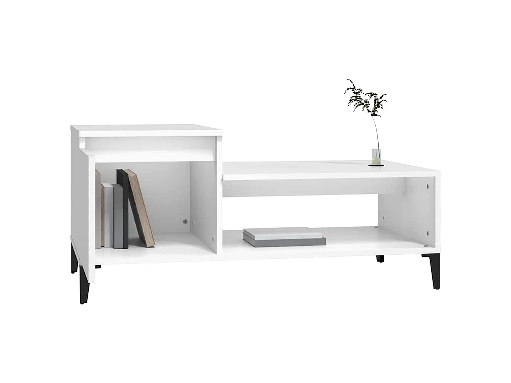 Mesa de centro madera contrachapada blanco 100x50x45 cm