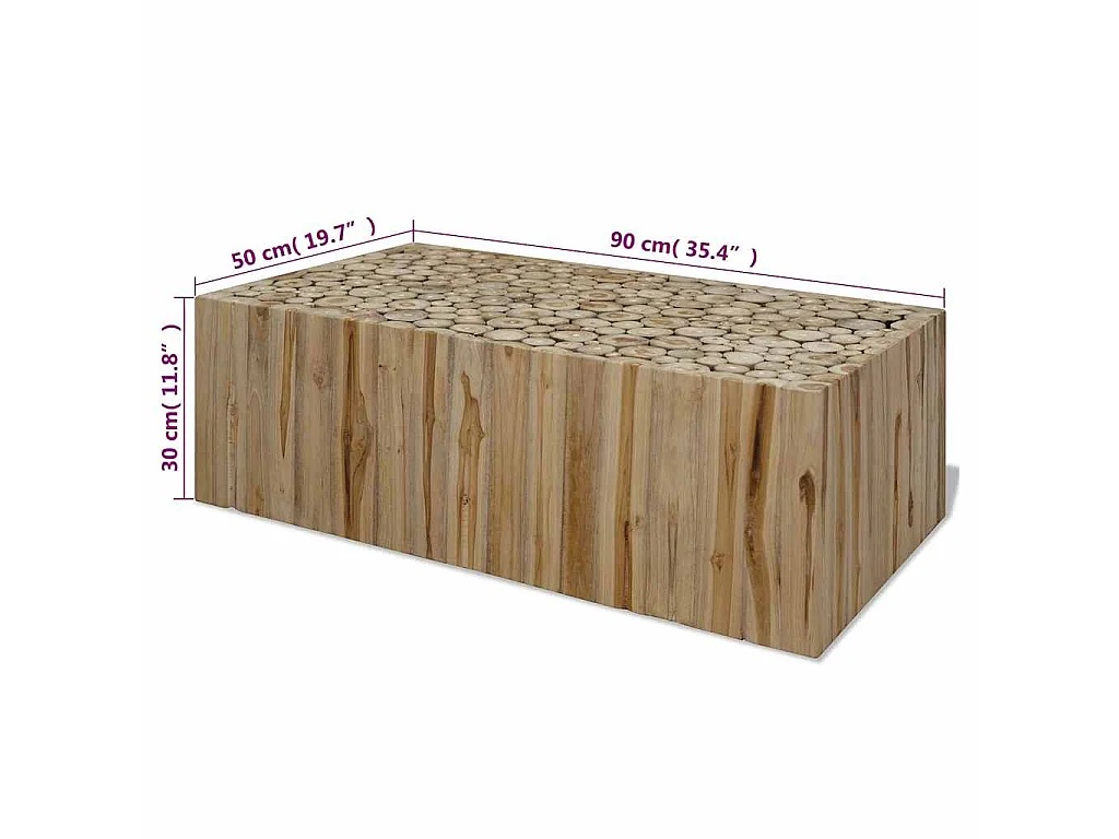 Salontafel 90x50x30 cm echt teakhout