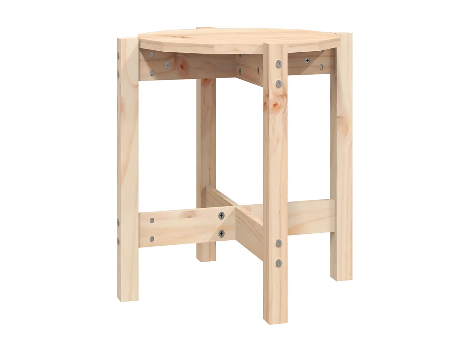Tavolino da Salotto Ø 42,5x45 cm in Legno Massello di Pino