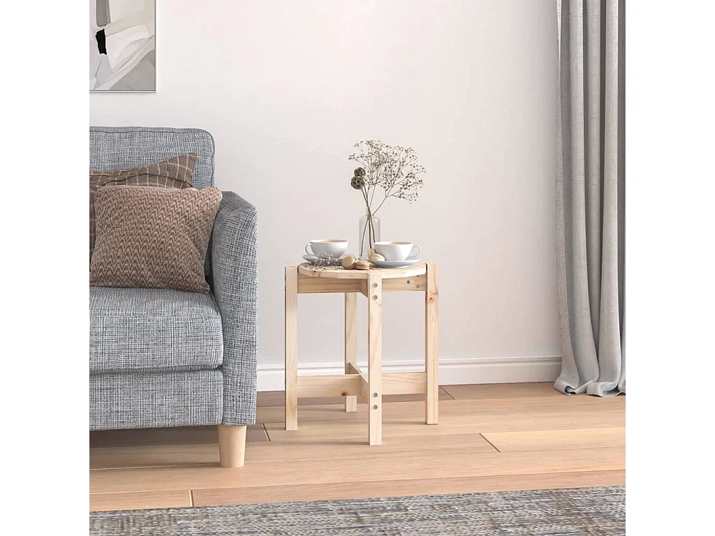 Tavolino da Salotto Ø 42,5x45 cm in Legno Massello di Pino
