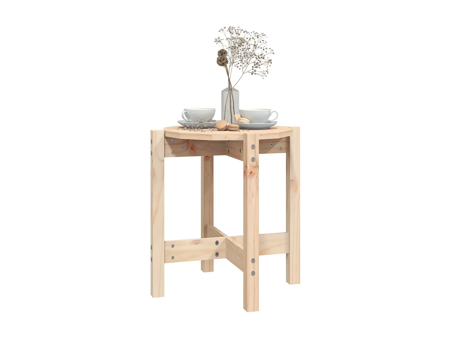 Tavolino da Salotto Ø 42,5x45 cm in Legno Massello di Pino