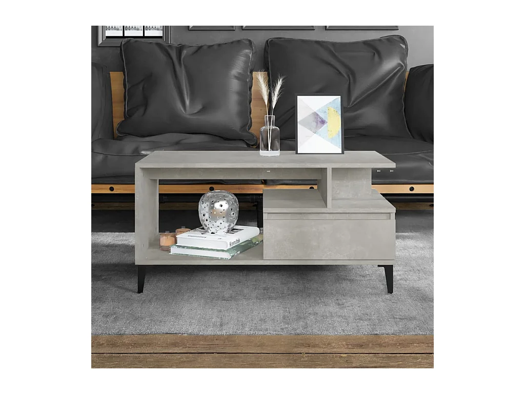 Table basse Gris béton 90x49x45 cm Bois d'ingénierie