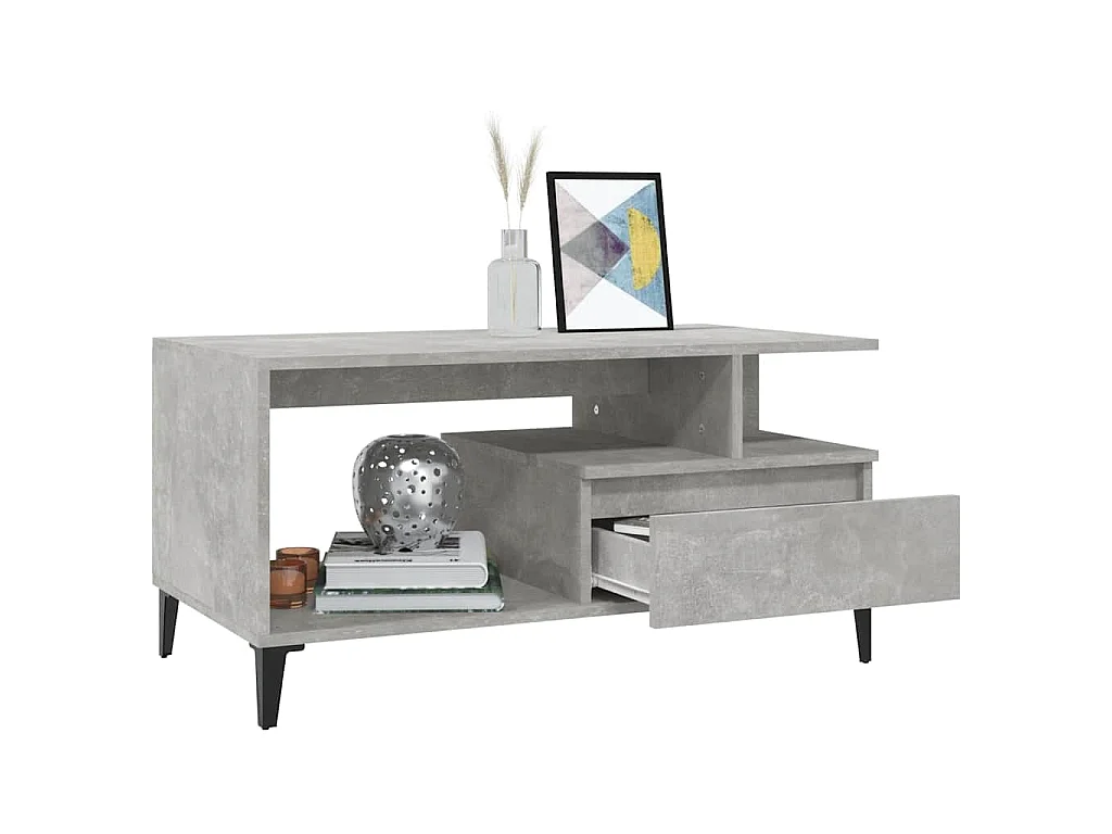 Tavolino Salotto Grigio Cemento 90x49x45 cm Legno Multistrato