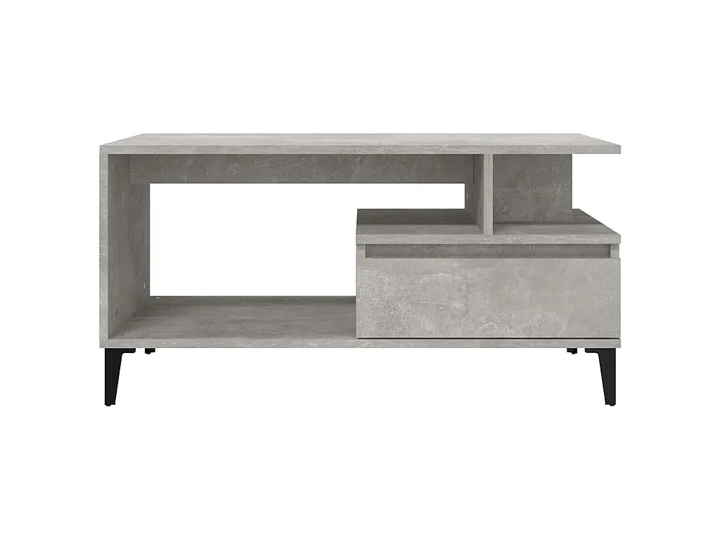 Tavolino Salotto Grigio Cemento 90x49x45 cm Legno Multistrato